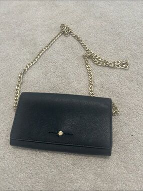 J. Crew Factory Black Crossbody Wallet with Gold Chain